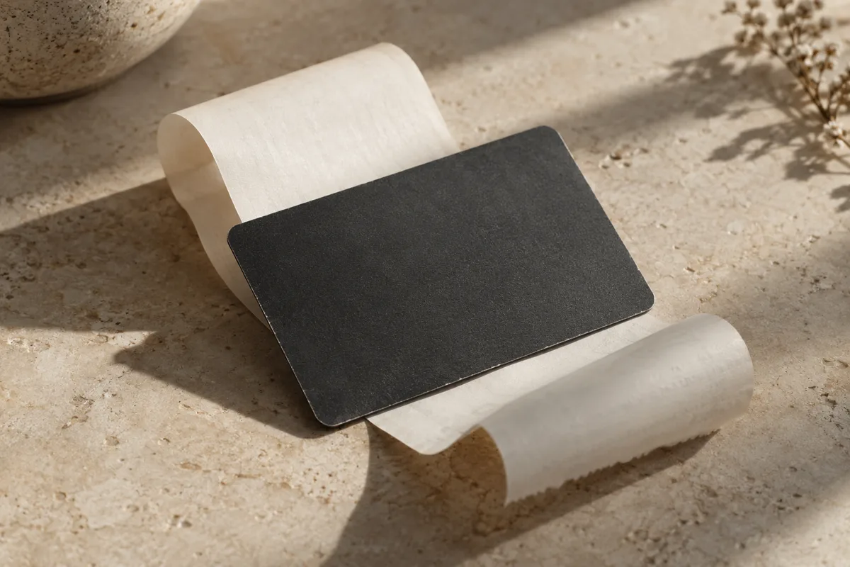 A blank store card beside a receipt